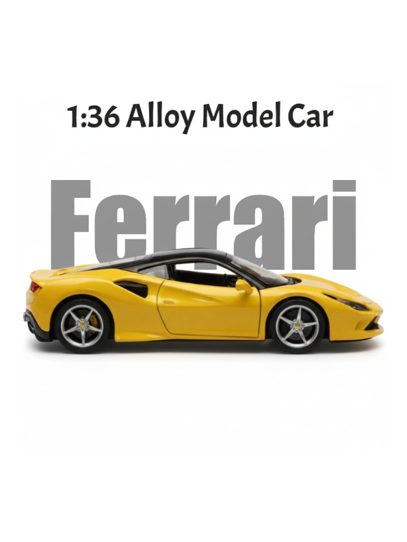 Ferrari F8 Tributo Diecast Car – Premium Collectible Model | Metal Sports Car Toy for Enthusiasts - Yellow Scale 1:32.
