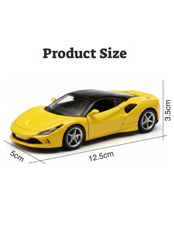 Ferrari F8 Tributo Diecast Car – Premium Collectible Model | Metal Sports Car Toy for Enthusiasts - Yellow Scale 1:32.
