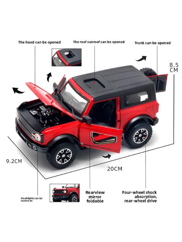 Ford Bronco Diecast Model Car – 1:24 Detailed Metal Collectible with Opening Doors TV7289