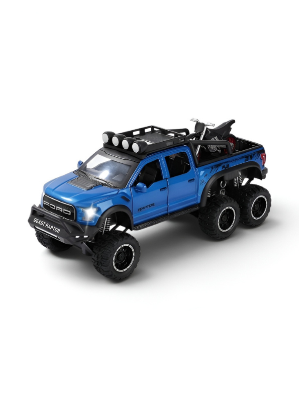 Ford Raptor F150 Metal Model 6X6 Diecast - Blue Scale 1:24 LMI14223 - Free Car Inside.