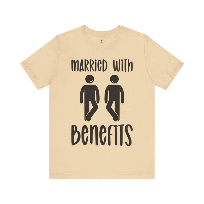 Funny 'Married with Benefits' Unisex Jersey Tee - Perfect for Couples & Anniversaries