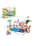 Girls Swimming Pool Building Set with Slide & Terrace, 4 Minifigures TV1141.