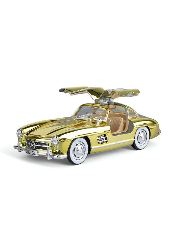 Gold - Mercedes-Benz 300SL – Diecast Alloy Metal Model Toy - Scale 1:24 Vintage Car.