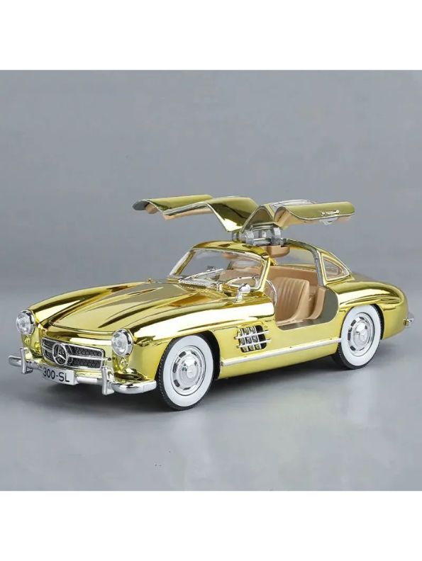 Gold - Mercedes-Benz 300SL – Diecast Alloy Metal Model Toy - Scale 1:24 Vintage Car.
