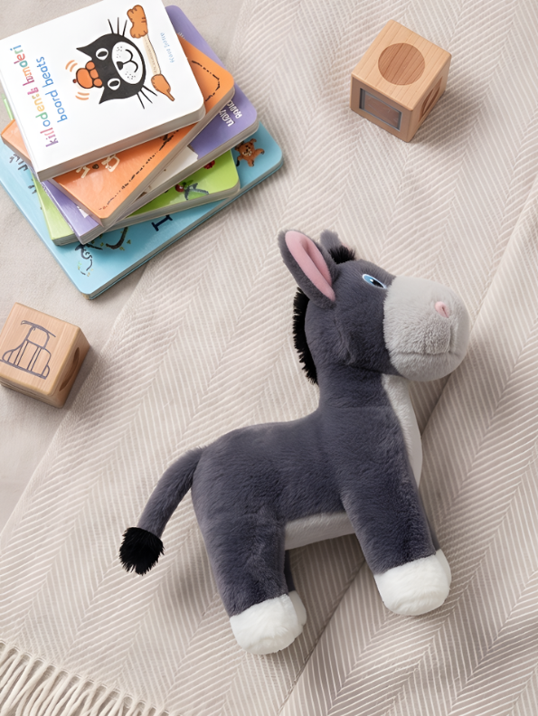 Gray Donkey Plush Stuffed Animal – 8-Inch Cute Soft Farm Animal Toy for Toddlers and Kids ST16475