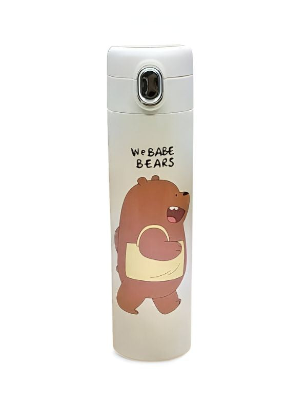 Green - Zoopy - Cute Print Kids Water Bottle 500ml Stainless Steel with Push Button Lid | Leak-Proof & BPA-Free NOV7104.
