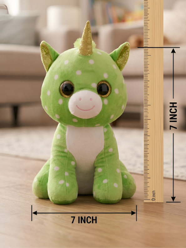 Green Polka Dot Unicorn Plush – 7-Inch Sparkle Horn Soft Toy for Kids ST16520