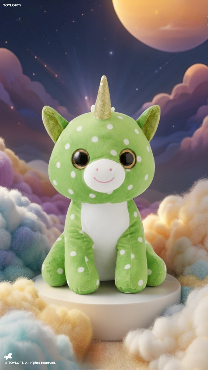 Green Polka Dot Unicorn Plush – 7-Inch Sparkle Horn Soft Toy for Kids ST16520