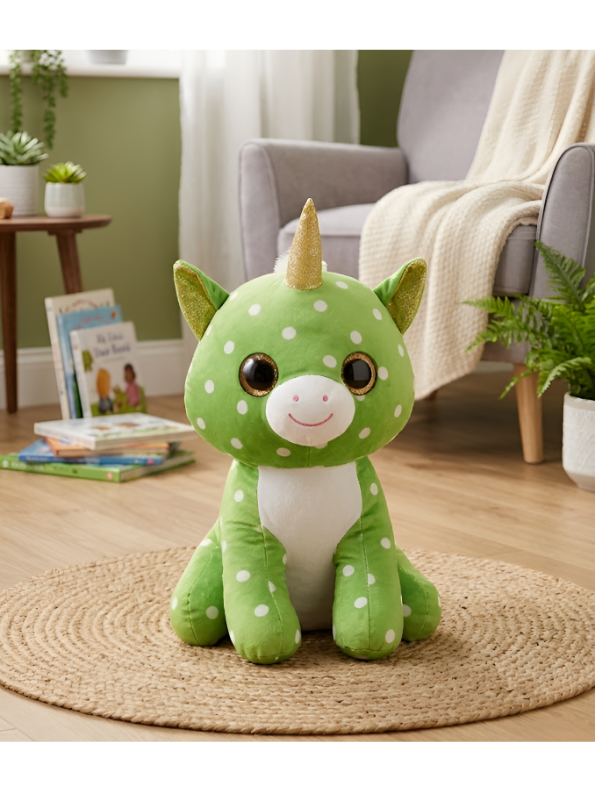 Green Polka Dot Unicorn Plush – 7-Inch Sparkle Horn Soft Toy for Kids ST16520