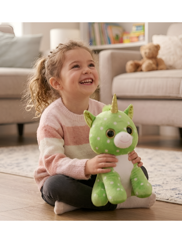Green Polka Dot Unicorn Plush – 7-Inch Sparkle Horn Soft Toy for Kids ST16520
