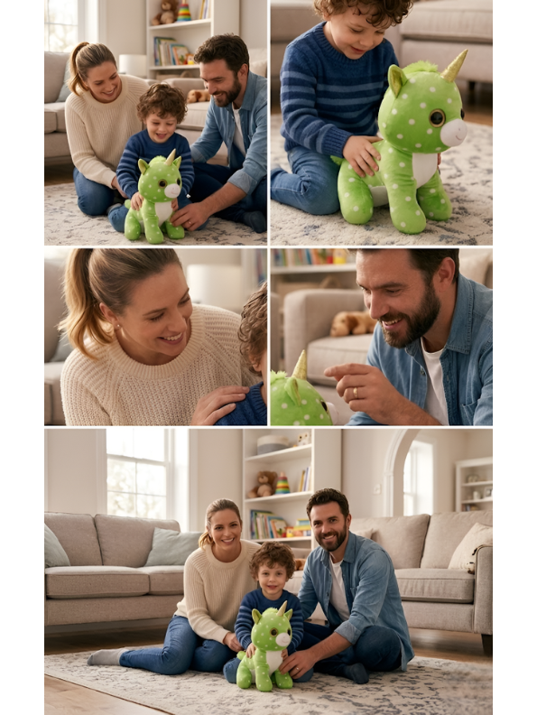 Green Polka Dot Unicorn Plush – 7-Inch Sparkle Horn Soft Toy for Kids ST16520