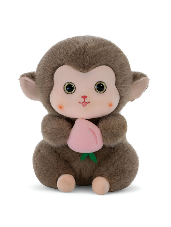 Grey - Cute Plush Monkey Stuffed Animal with Peach - 8 Inch Super Soft Toy Gift for Kids & Baby ST14653
