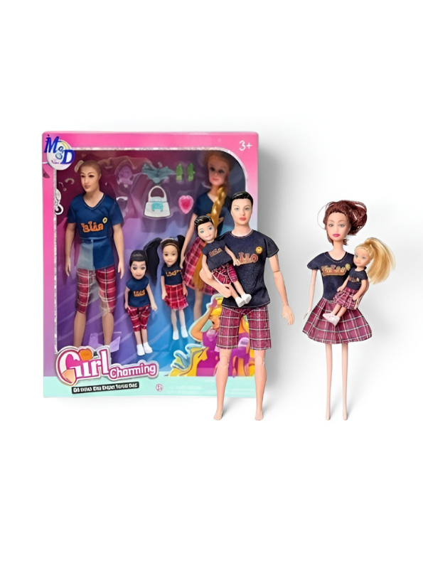 Happy Family Fashion Doll Set – 4-Piece Family Dolls for Pretend Play TV3508.