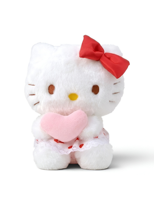 Hello Kitty Plush Toy - 8-Inch Soft Stuffed Animal with Pink Heart and Red Bow for Kids ST11131