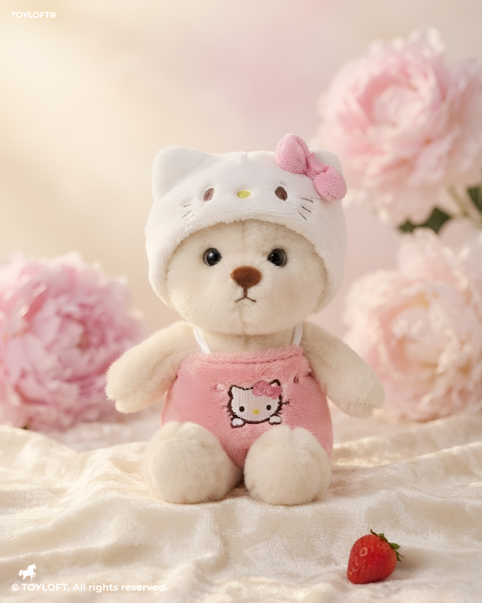 Hello Kitty Teddy Bear Plushie | 8 Inch Cute Soft Teddy Bear in Pink Hello Kitty Outfit ST15739