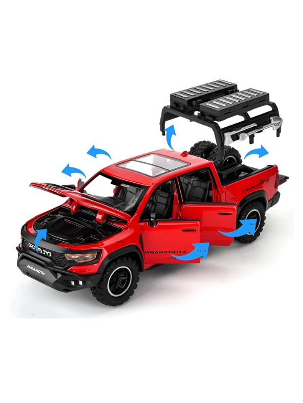 Hennessey Mammoth 1000 RAM TRX 1:32 Scale Diecast Model Truck Red with Acrylic Display Case MD520