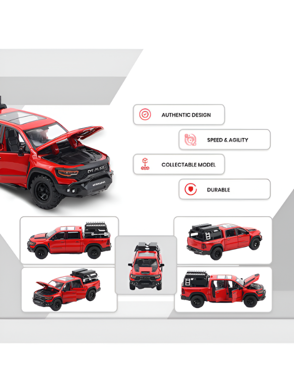 Hennessey Mammoth 1000 RAM TRX 1:32 Scale Diecast Model Truck Red with Acrylic Display Case MD520