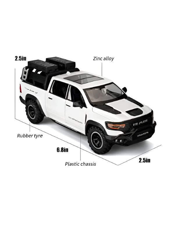 Hennessey Mammoth 1000 RAM TRX 1:32 Scale Diecast Model Truck White with Acrylic Display Case MD520