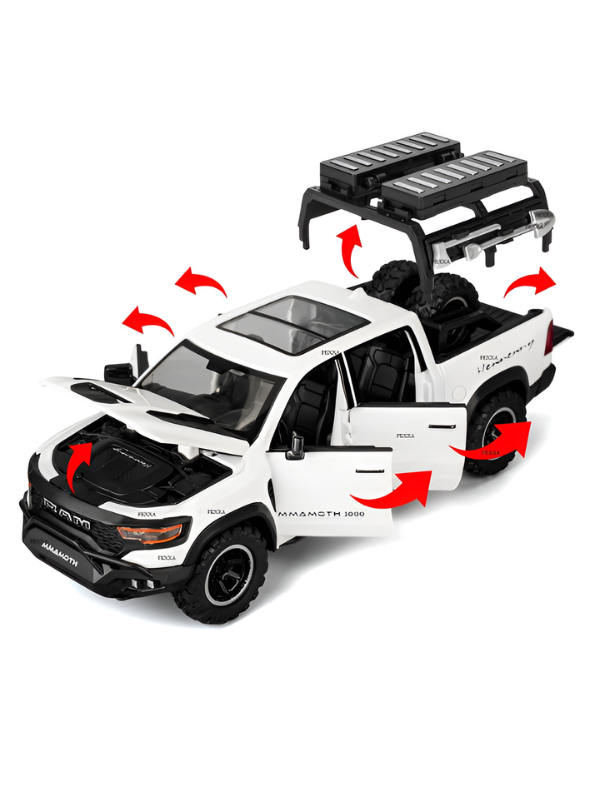Hennessey Mammoth 1000 RAM TRX 1:32 Scale Diecast Model Truck White with Acrylic Display Case MD520