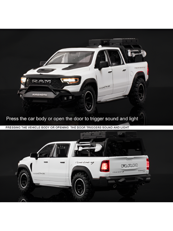 Hennessey Mammoth 1000 RAM TRX 1:32 Scale Diecast Model Truck White with Acrylic Display Case MD520