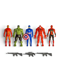 Heroes of Might Superhero Action Figure Set (5-Pack) with Toy Assault Rifles & Shield LMI15650