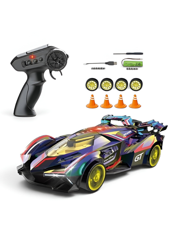 High-Speed 4WD RC Drift Racing Car with LED Lights and Spray Exhaust Function TV7166