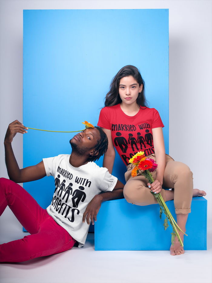 Humorous Unisex Tee - 'Married with Benefits' Short Sleeve Shirt