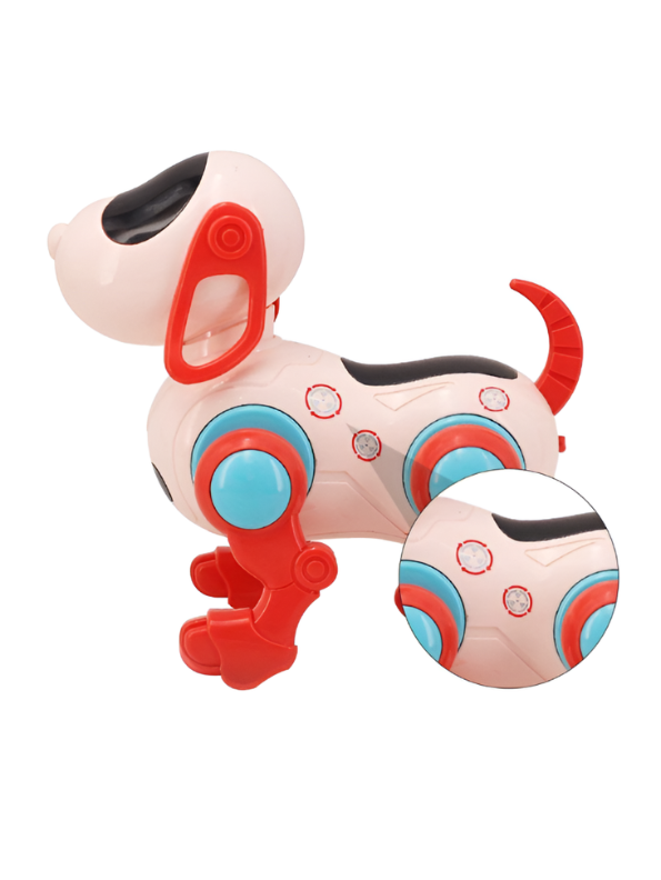 Interactive Walking Robot Dog Toy with LED Lights & Music | Battery Operated Puppy Pink LMI13224.