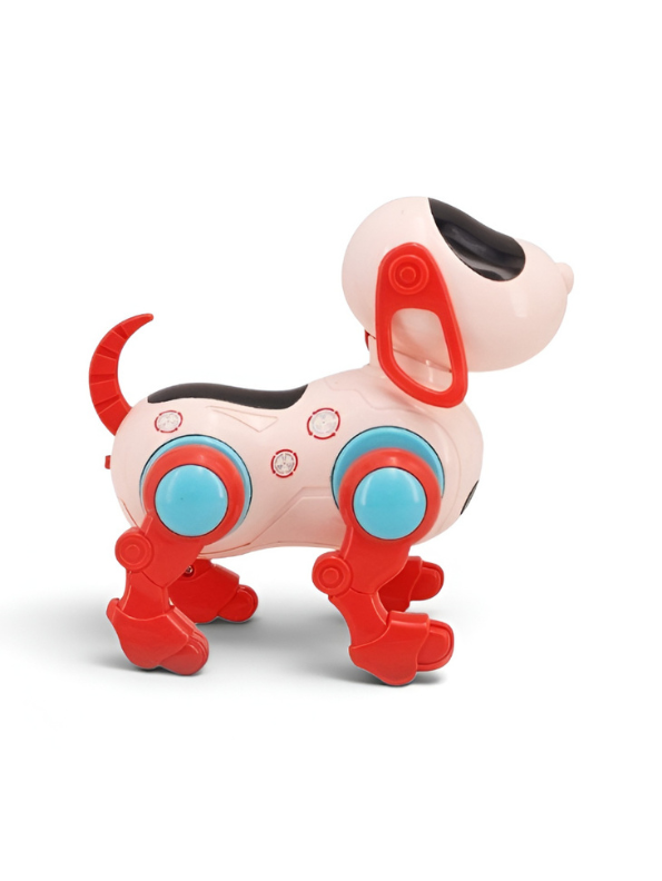 Interactive Walking Robot Dog Toy with LED Lights & Music | Battery Operated Puppy Pink LMI13224.