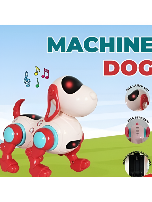 Interactive Walking Robot Dog Toy with LED Lights & Music | Battery Operated Puppy Pink LMI13224.