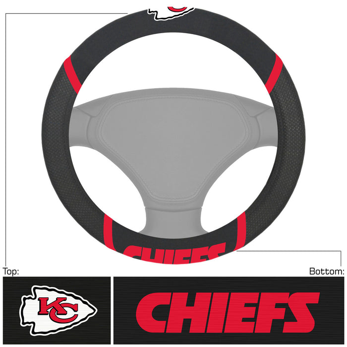 Kansas City Chiefs Steering Wheel Cover Mesh/Stitched-0