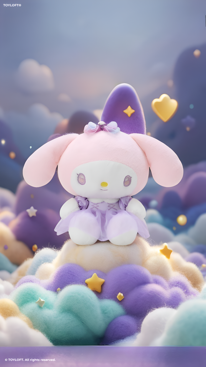 Kawaii 10 Inch My Melody Plush Toy with Purple Lace Dress ST16646.