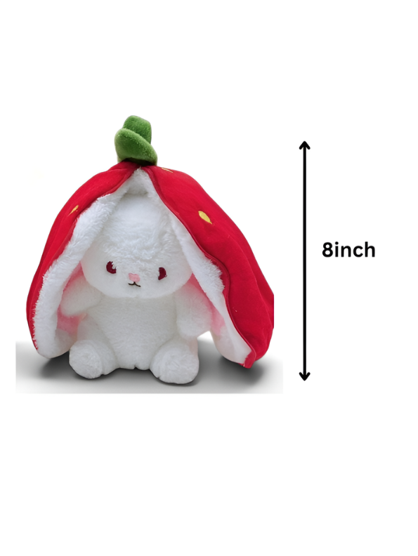 Kawaii 8-Inch Strawberry Bunny Plush | Soft Reversible Rabbit Stuffed Animal Toy ST14690