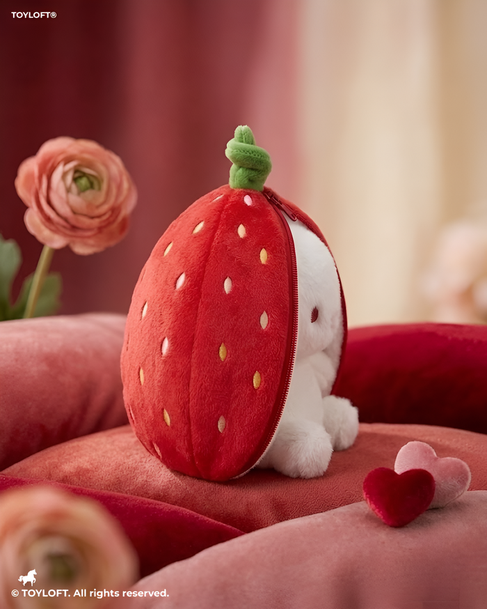 Kawaii 8-Inch Strawberry Bunny Plush | Soft Reversible Rabbit Stuffed Animal Toy ST14690
