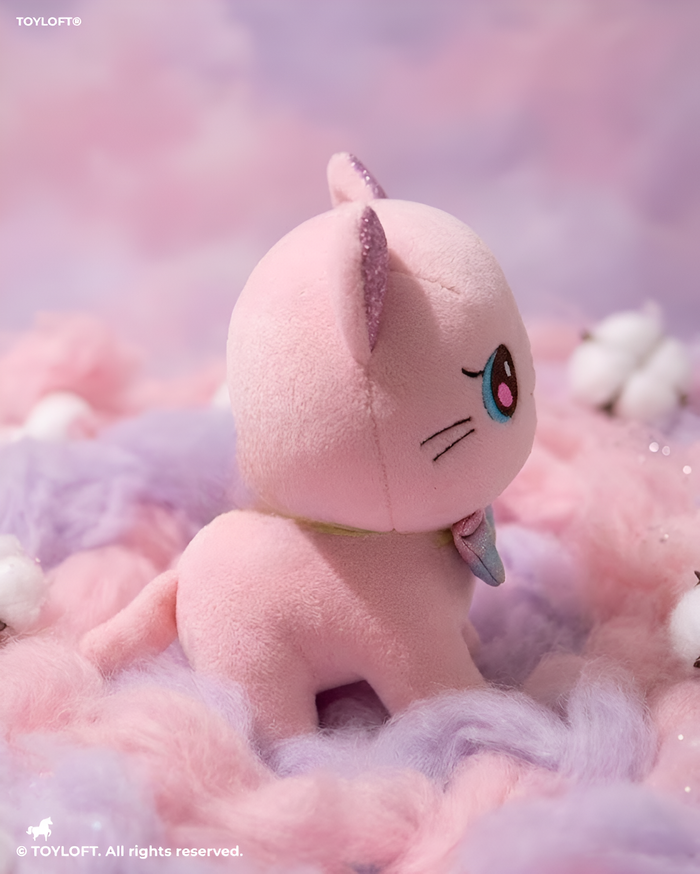 Kawaii Pink Kitty Soft Plush Toy 8 Inch – Ultra-Soft Stuffed Cat Doll with Rainbow Bow Tie for Kids & Girls ST11596