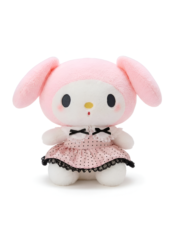Kawaii Pink Rabbit Plush Doll – 10-Inch Soft Stuffed Animal Wearing Pink Polka Dot Dress with Black Bows ST15737
