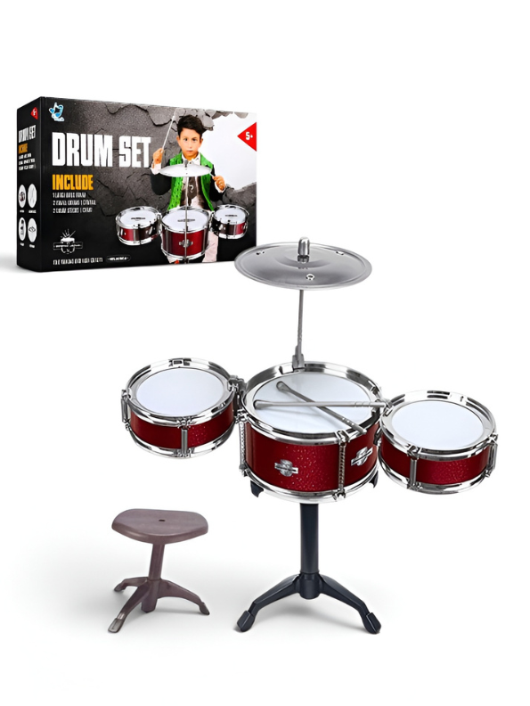 Kids Drum Set – 3 Mini Drums with Cymbal & Drumsticks, Musical Instrument Toy for Boys & Girls (Age 5+) TV7065