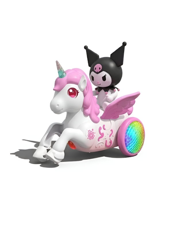 Kuromi Pink Unicorn Electric Ride-On Toy with LED Lights & Music TV5640.