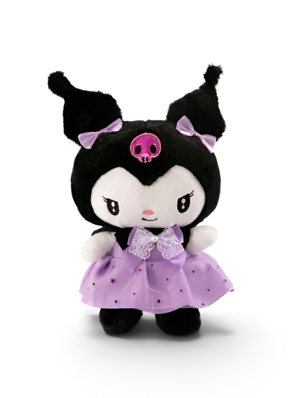 Kuromi Plushie with Lavender Lace Bow & Skirt – 10"  Cute Collectible Sanrio Character Toy for Kids ST15437