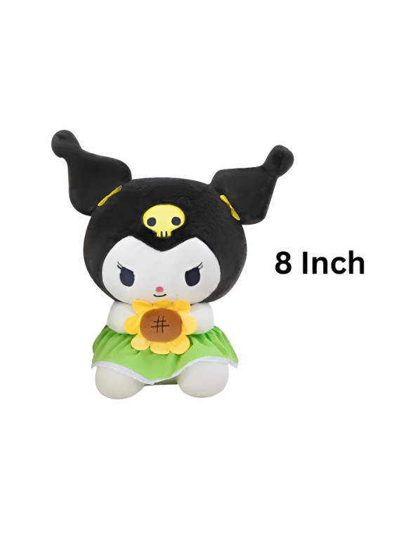 Kuromi Sunflower Plush Toy 8 Inch – Soft Kawaii Stuffed Doll with Green Skirt ST13981.