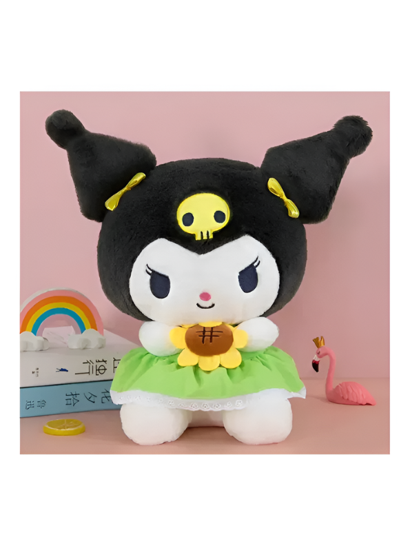 Kuromi Sunflower Plush Toy 8 Inch – Soft Kawaii Stuffed Doll with Green Skirt ST13981.