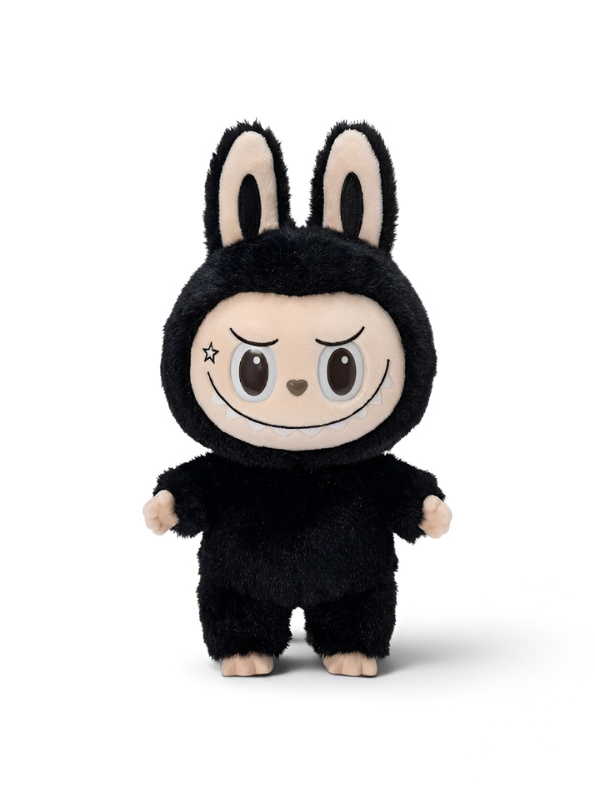 Labubu Character Plush Toy, 7-Inch Soft Stuffed Doll, Black Collectible Figure ST16650