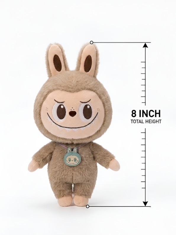 Labubu Monster Series Light Brown 8" Cute Bunny Plush Toy Doll ST15568