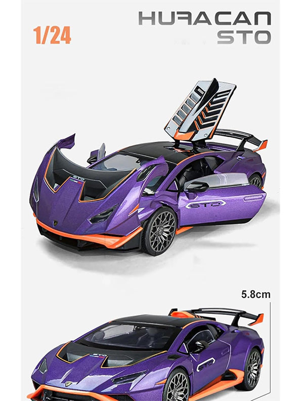 Lamborghini Huracán STO Model 1:24 Scale Diecast Car - Purple Metal Collectible | TV-O-24 - Toyloft