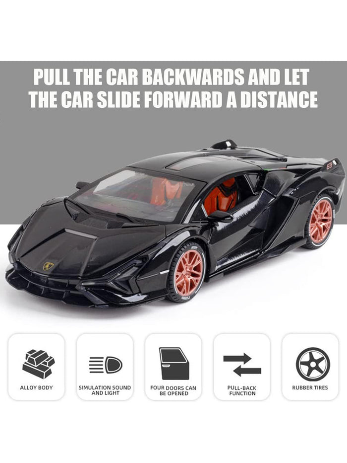 Lamborghini Sian FKP 37 Diecast Metal Model Car - Black (L12-110) - Toyloft