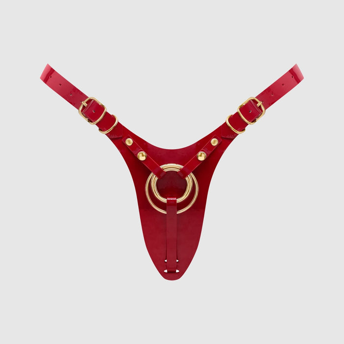 LEATHERETTE HARNESS FABULOUS - ONE SIZE - RED GLOSSY