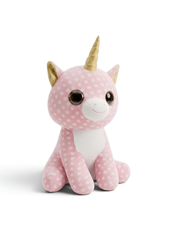 Light Pink Polka Dot Unicorn Plush – 7-Inch Sparkle Horn Soft Toy for Kids ST16520