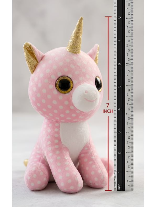 Light Pink Polka Dot Unicorn Plush – 7-Inch Sparkle Horn Soft Toy for Kids ST16520