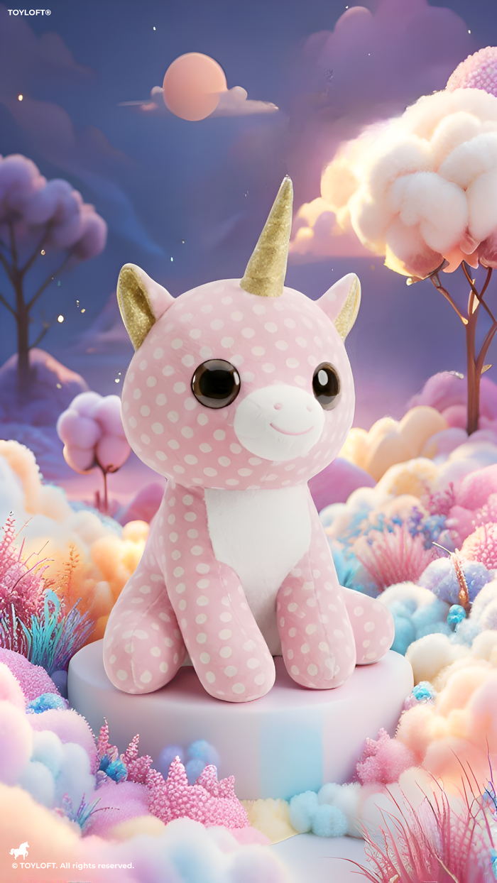 Light Pink Polka Dot Unicorn Plush – 7-Inch Sparkle Horn Soft Toy for Kids ST16520