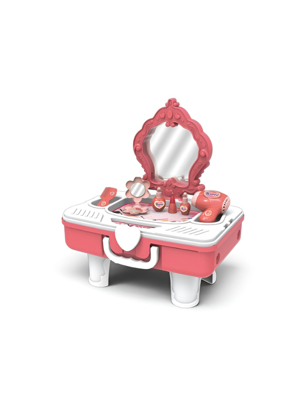 Little Princess Portable 2-in-1 Vanity Dressing Table & Pretend Makeup Beauty Salon Suitcase Set MD748